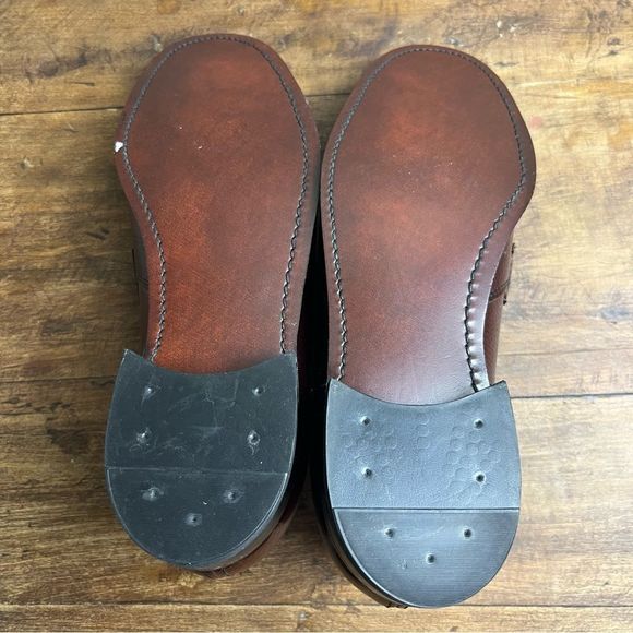 Morgan Quinn Mens Dress Shoes 8 D Brown Pebbled Leather Vintage Union Made - Picture 6 of 11